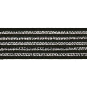 Ruban élastique à rayures [ Largeur : 25 mm ] – noir/argent, 