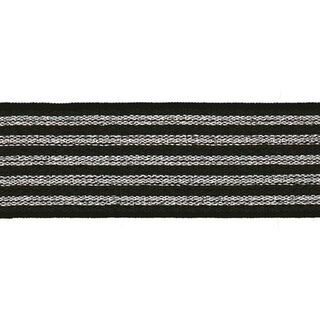 Ruban élastique à rayures [ Largeur : 25 mm ] – noir/argent, 