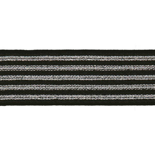 Ruban élastique à rayures [ Largeur : 25 mm ] – noir/argent,  image number 1