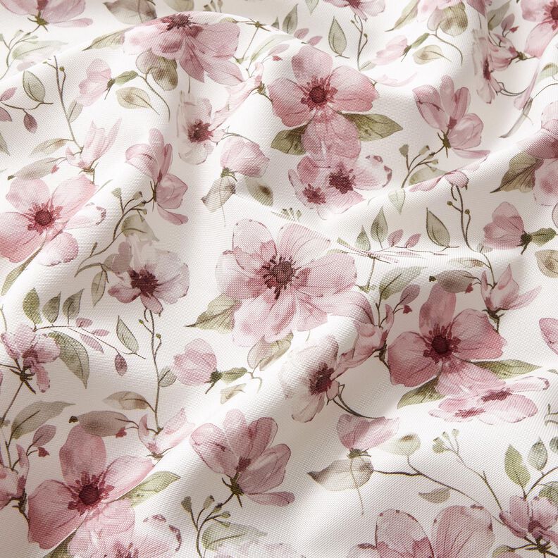 Tissu pour nappe Fleurs à l'aquarelle – ivoire/vieux rose clair, image number 3