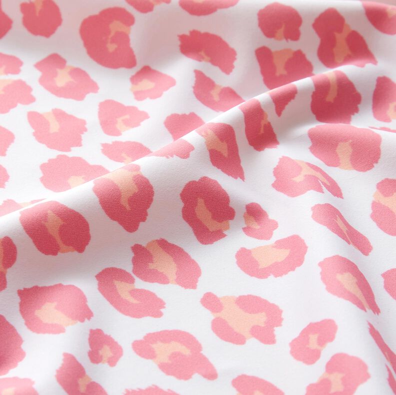Tissu pour maillot de bain Imprimé léopard – blanc/rose,  image number 2