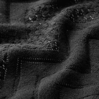 Laine mélangée motif à trous zigzag – noir, 
