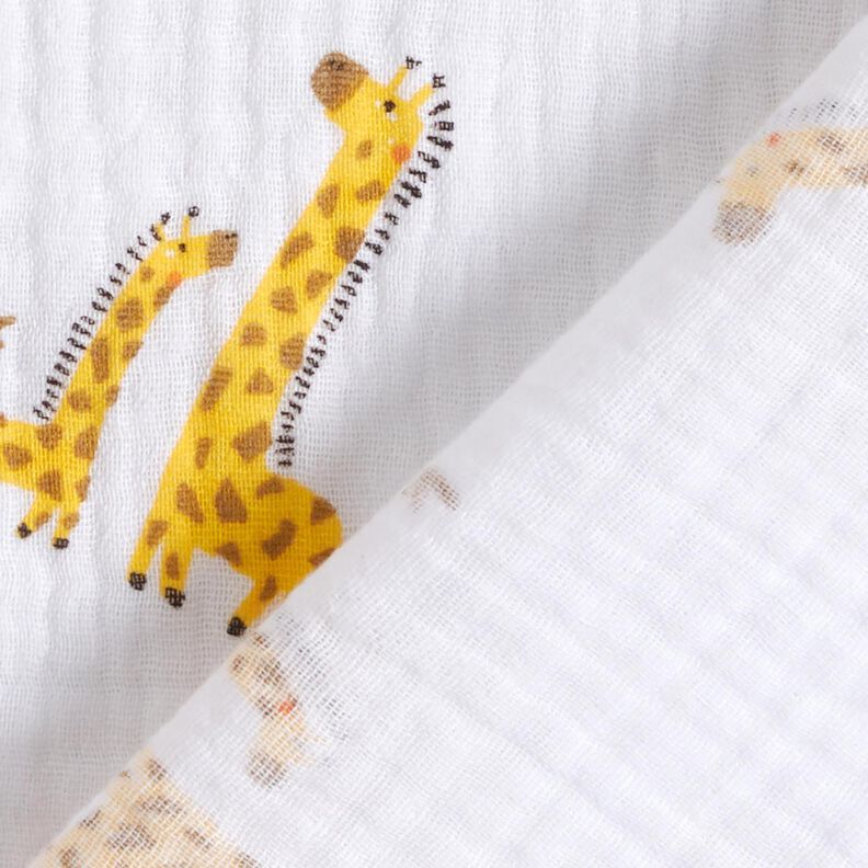 Tissu double gaze de coton Giraffen – blanc/jaune soleil,  image number 4