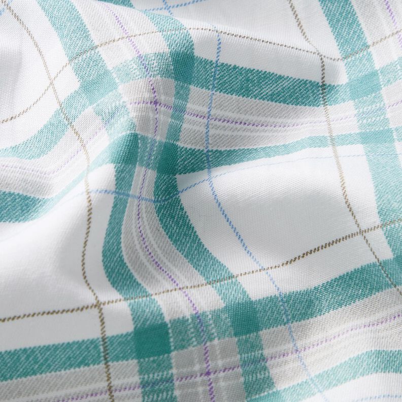 Tissu de coton Carreaux tartan – blanc/turquoise, image number 2