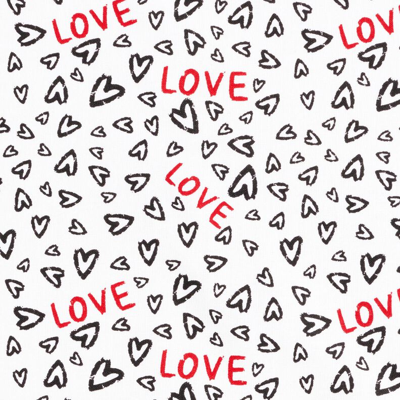 Tissu en coton Cretonne Love – blanc/noir,  image number 1