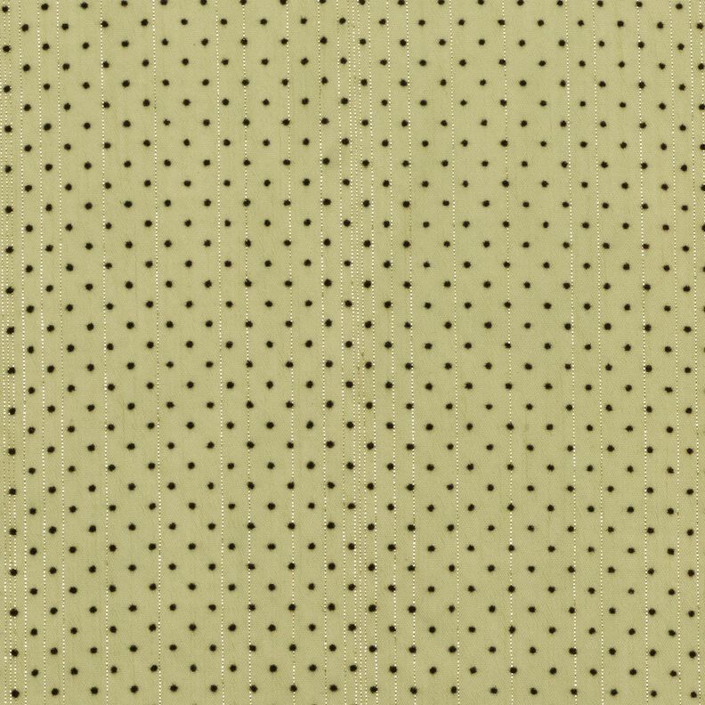 Mousseline Rayures et pois pailletés – olive clair, image number 1