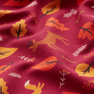 French Terry Sweat d’été Animaux de la forêt Impression numérique | PETIT CITRON – carmin, 