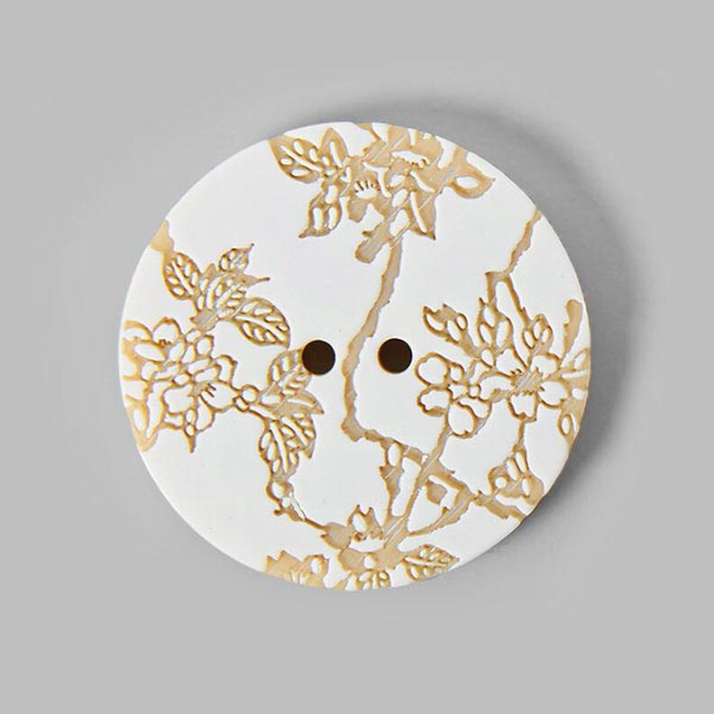 Bouton plastique Fleurs – écru,  image number 1