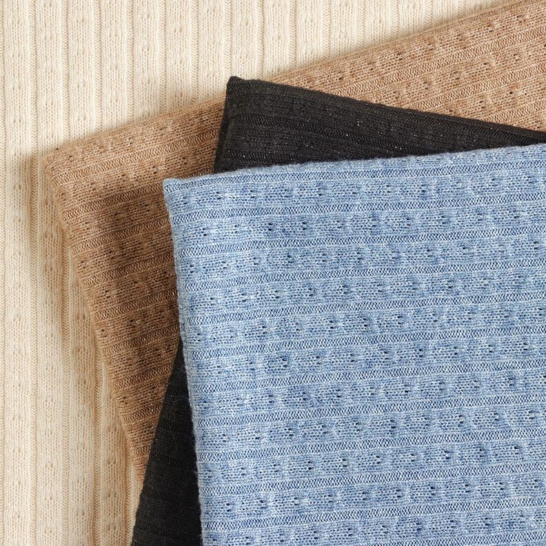 Tissu maille Tissu ajouré à rayures pailletées élégantes – marron clair,  image number 5