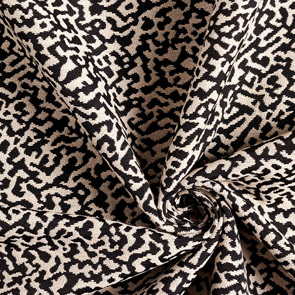 Tissu d’ameublement Jacquard Motif léopard abstrait, grand – noir/sable,  image number 3