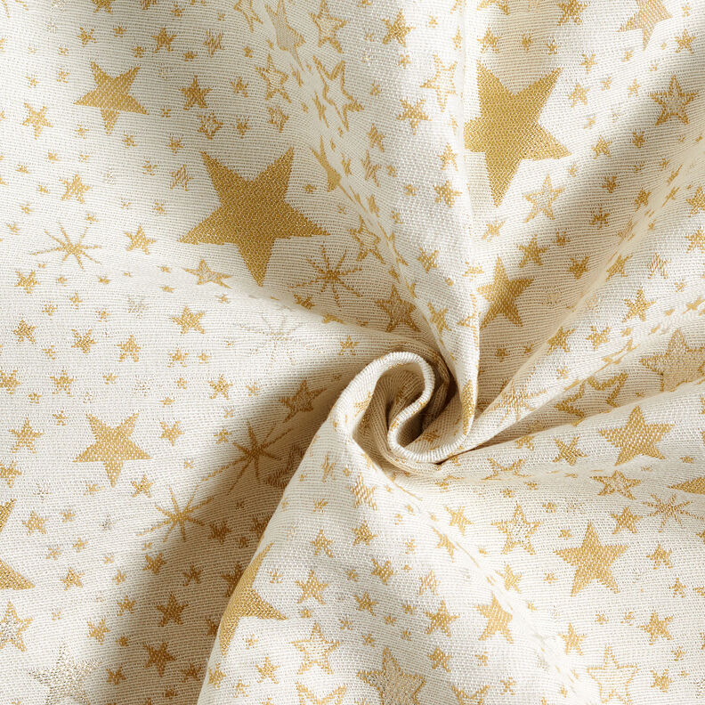 Tissu de décoration Jacquard Lurex Mer d'étoiles – beige clair/or, image number 3
