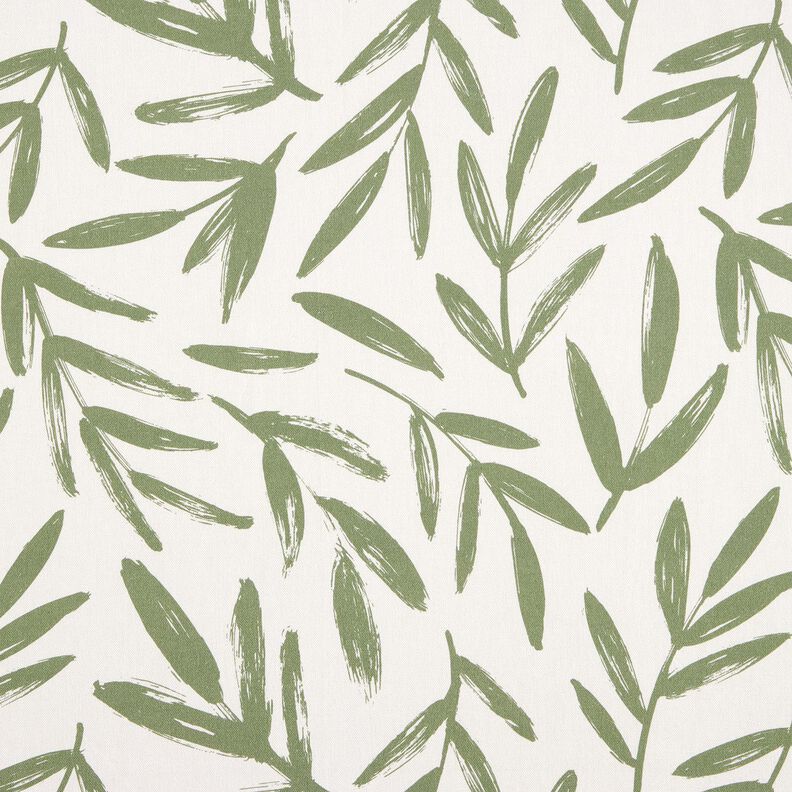 Tissu de décoration Semi-panama Feuilles minimalistes – pin/nature,  image number 1
