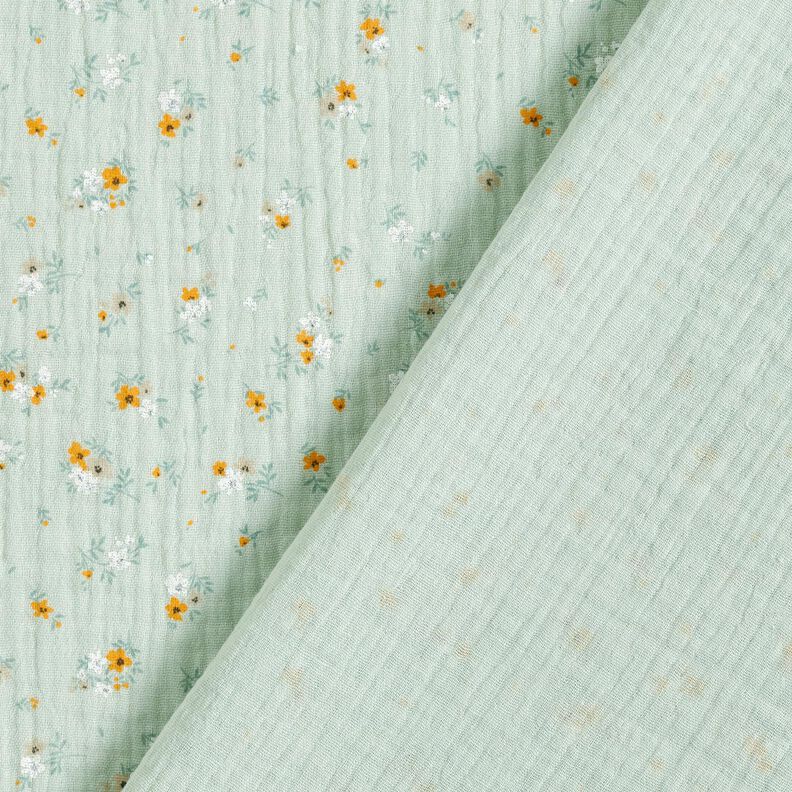 Tissu double gaze de coton fleurs romantiques – menthe clair,  image number 4