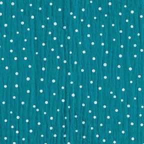 Tissu double gaze de coton Petits points – pétrole/blanc, 
