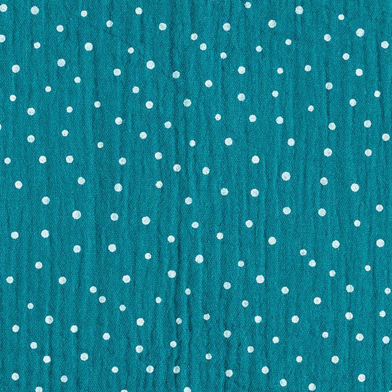 Tissu double gaze de coton Petits points – pétrole/blanc,  image number 1