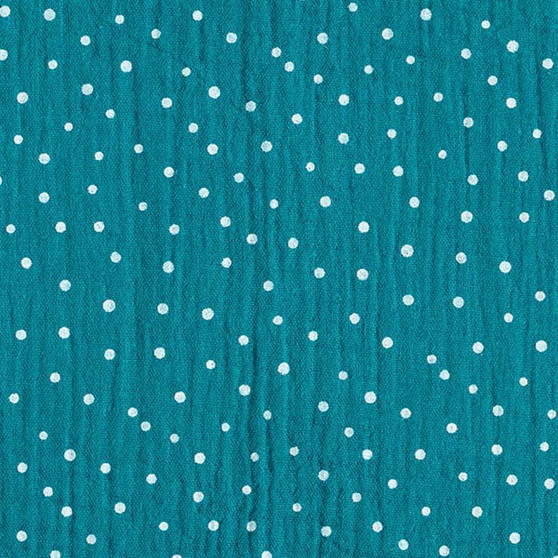 Tissu double gaze de coton Petits points – pétrole/blanc,  image number 1