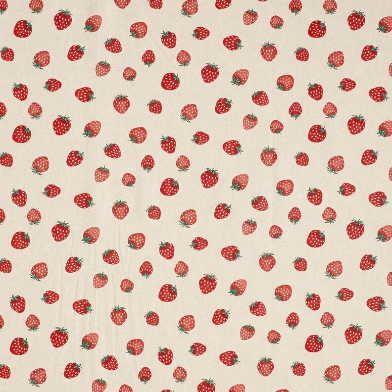 Tissu de décoration Semi-panama Petites fraises – rouge/nature, image number 1
