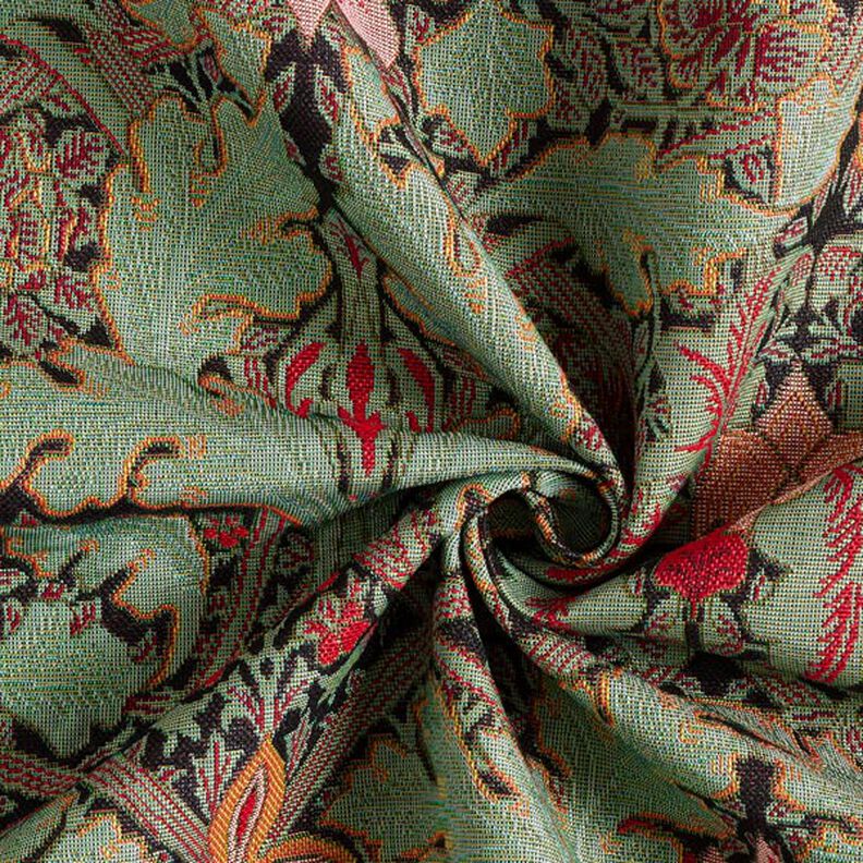 Tissu de décoration Gobelin grand ornement floral – vert foncé/vert clair,  image number 4