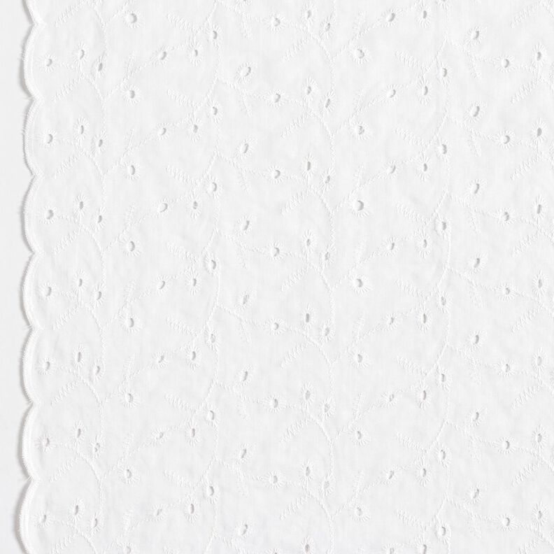 Tissu en coton Broderie ajourée vrilles de fleurs – blanc,  image number 1