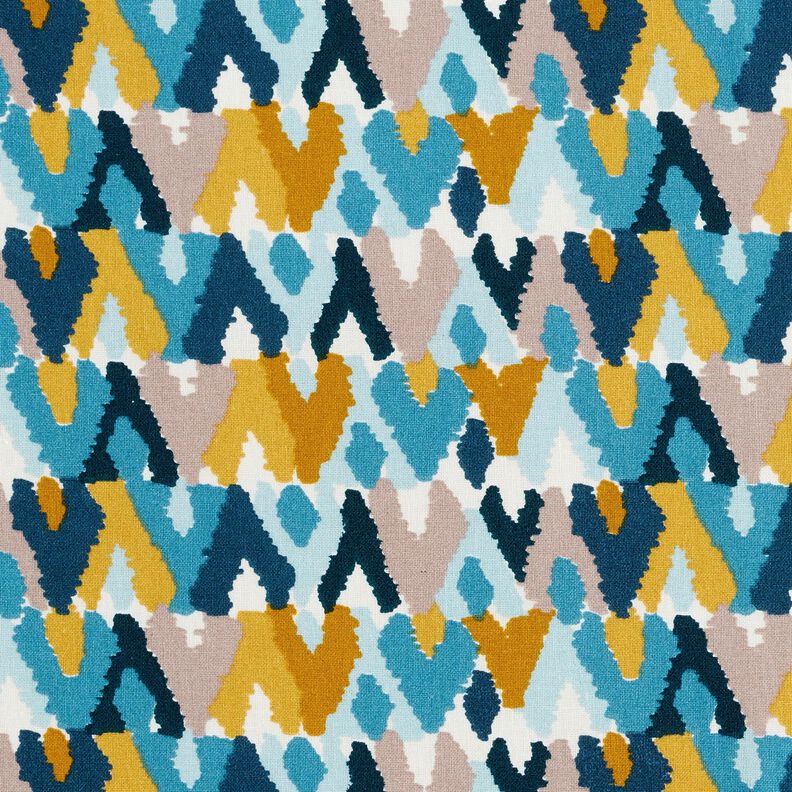 Tissu en coton Cretonne Imprimé ethnique – bleu brillant/moutarde,  image number 1
