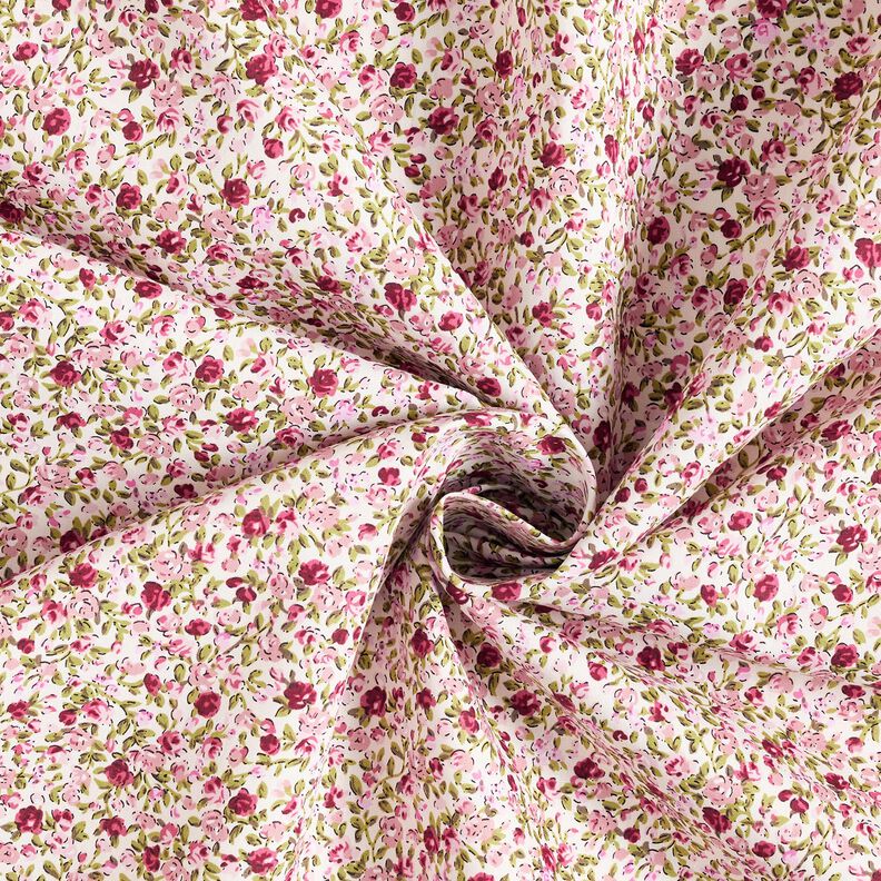 Popeline coton Mer de roses – ivoire/rose clair, image number 3
