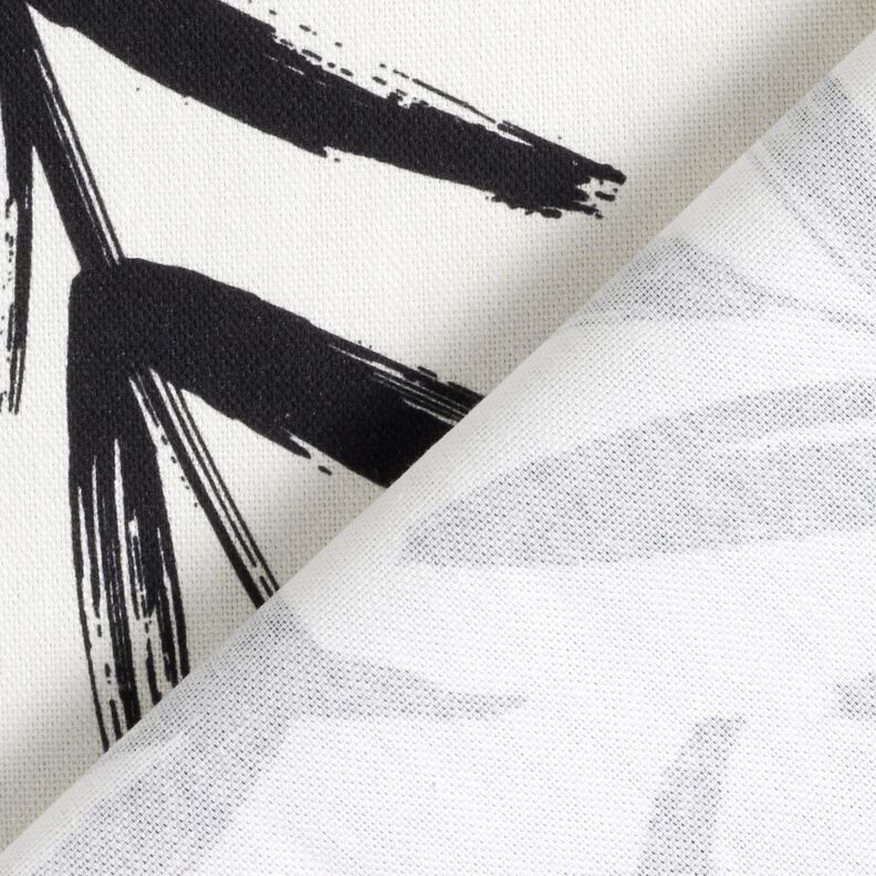 Tissu de décoration Semi-panama Feuilles minimalistes – noir/ivoire,  image number 4