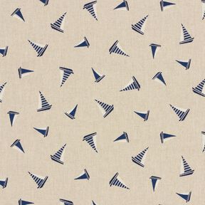 Tissu de décoration Semi-panama Petits voiliers – nature/bleu marine, 