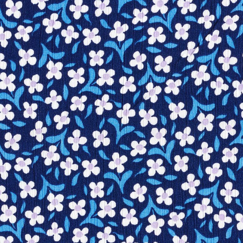 Crêpe de viscose Petites fleurs – bleu marine/blanc,  image number 1