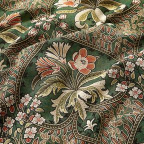 Tissu de décoration Gobelin Blumenornamente – vert/orange clair, 