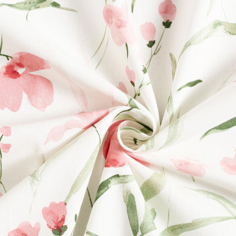 Tissu de décoration Semi-panama Freesias – ivoire/rose clair,  image number 3