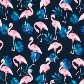 Jersey coton Flamant rose | Glitzerpüppi – bleu nuit/rose clair, 