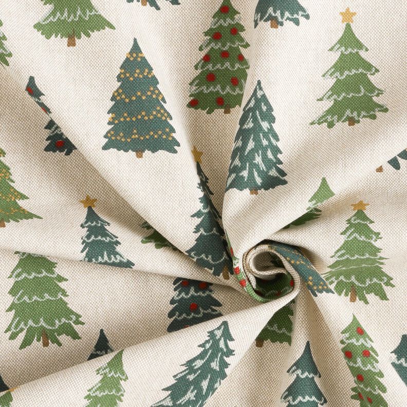 Tissu de décoration Semi-panama Sapins subtils – nature/vert, image number 3