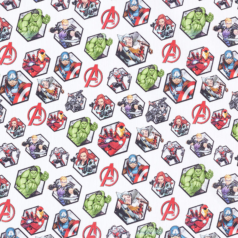 Cretonne Tissu sous licence Mosaïque de motifs Avengers | Marvel – blanc,  image number 1