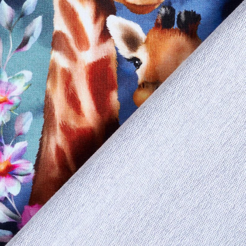 French Terry Sweat d’été Famille de girafe Panel | Glitzerpüppi – bleu nuit,  image number 4