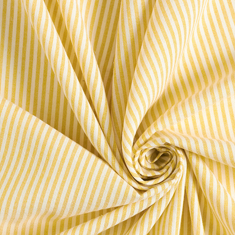 Mélange coton viscose Rayures – jaune curry/écru,  image number 3