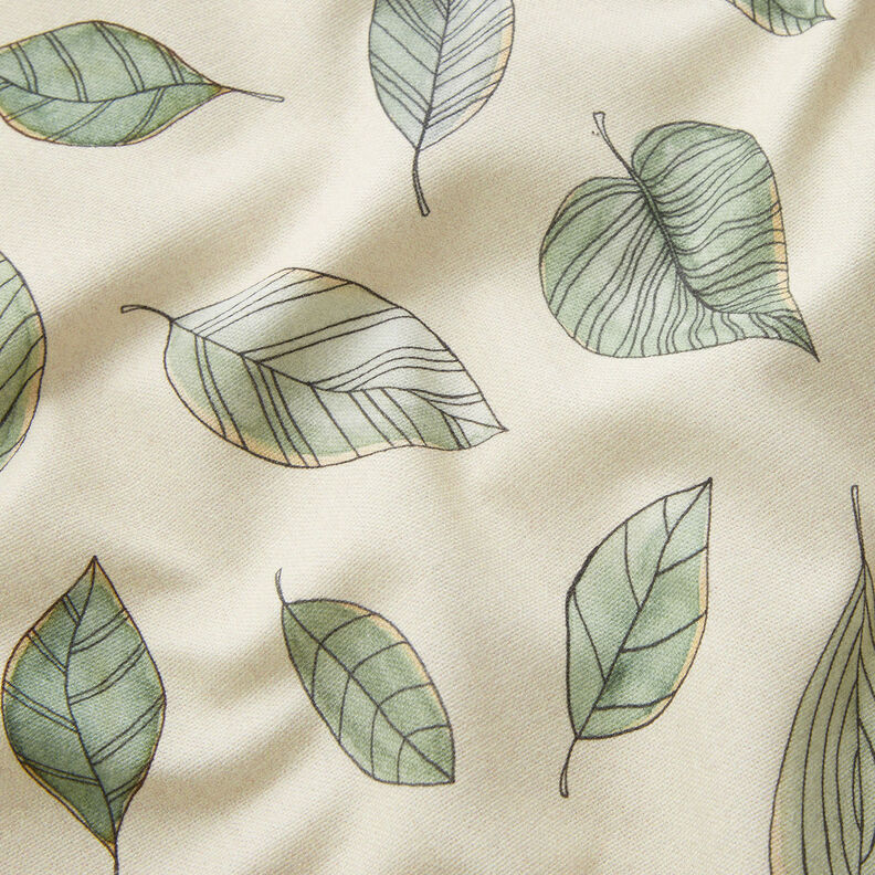 Tissu de décoration Semi-panama Feuilles dessinées – beige clair/roseau,  image number 2