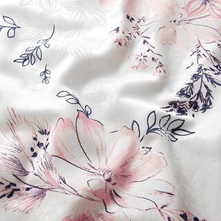 Satin soie et viscose Grands bouquets – blanc, 