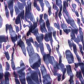 Jersey viscose Coups de pinceau – blanc/lilas bleu, 