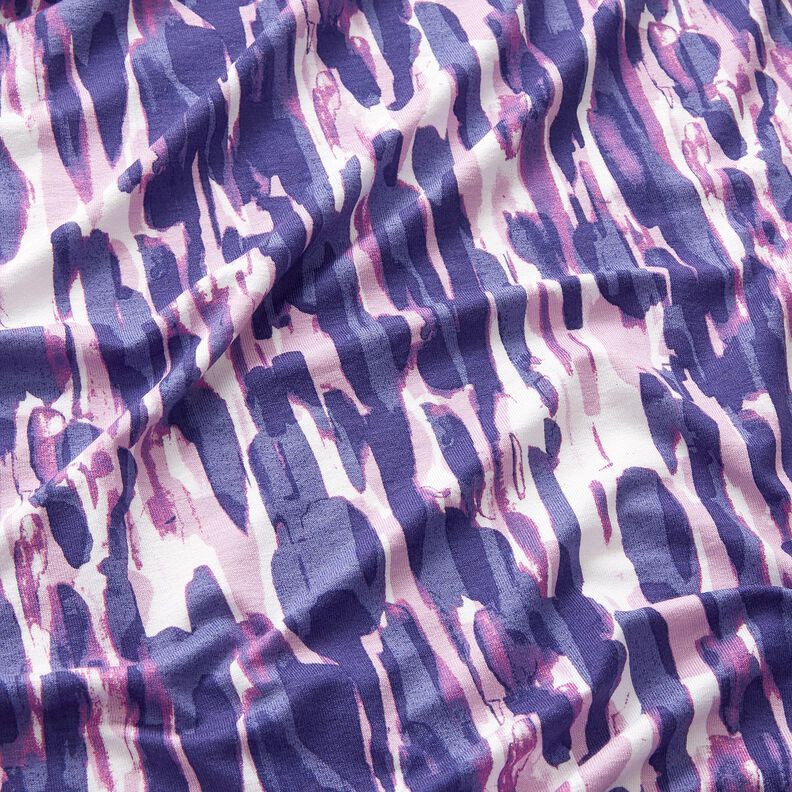 Jersey viscose Coups de pinceau – blanc/lilas bleu, image number 2