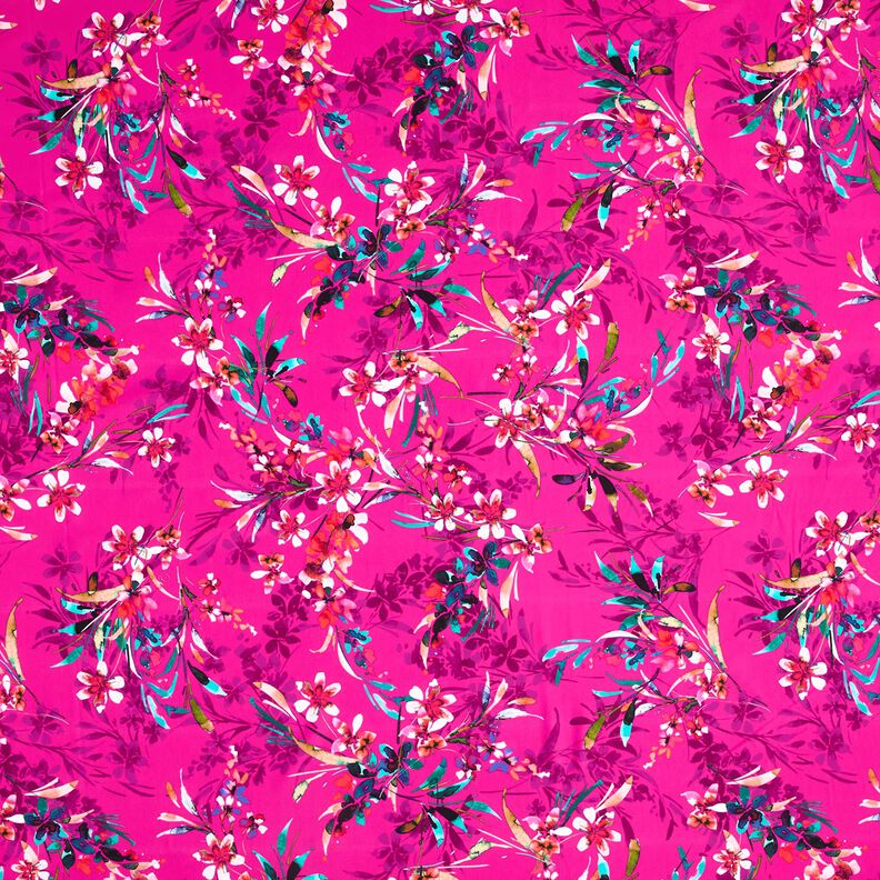 Tissus pour maillot de bain fleurs aquarelles – pourpre/blanc,  image number 1