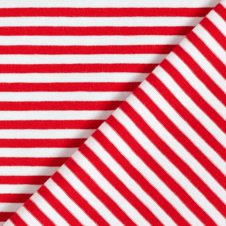 Jersey coton Rayures étroites – rouge/blanc,  image number 4