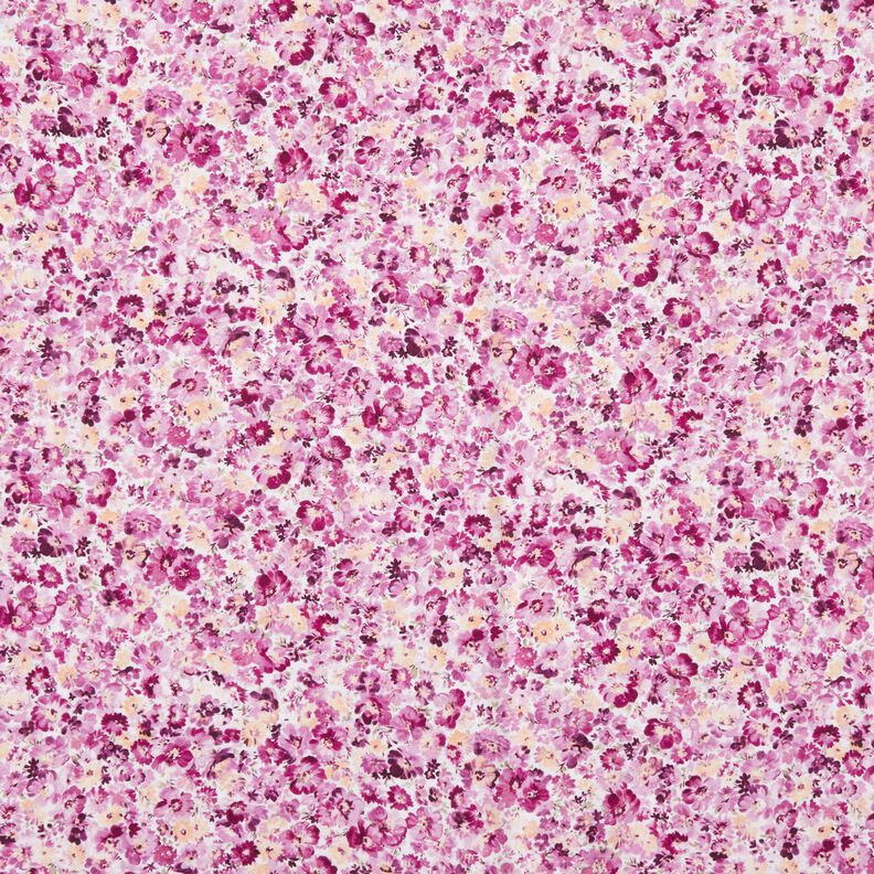 Tissu viscose Prairie fleurie – raisin/blanc,  image number 1