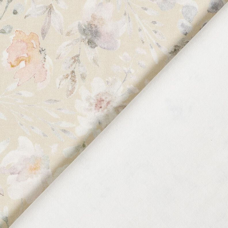 Jersey coton Fleurs délicates aquarelle Impression numérique – beige clair,  image number 4