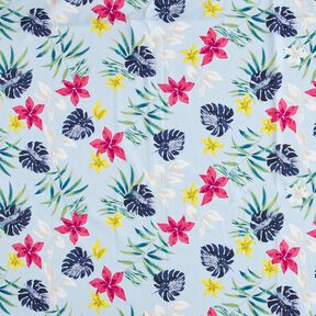 Tissu en coton Fleurs tropicales – bleu clair, 