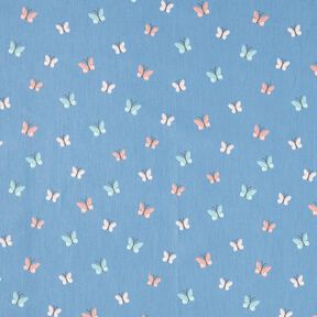 GOTS Popeline coton Papillons – bleu brillant, 
