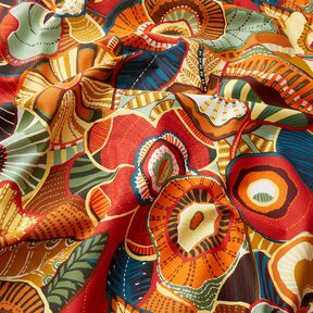 Tissu en coton Cretonne Fleurs folkloriques – carmin/pétrole, 