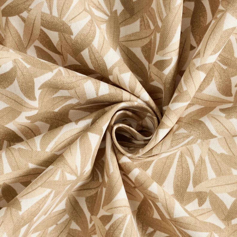 Tissu de décoration Semi-panama Mer de feuilles – écru/marron clair, image number 3