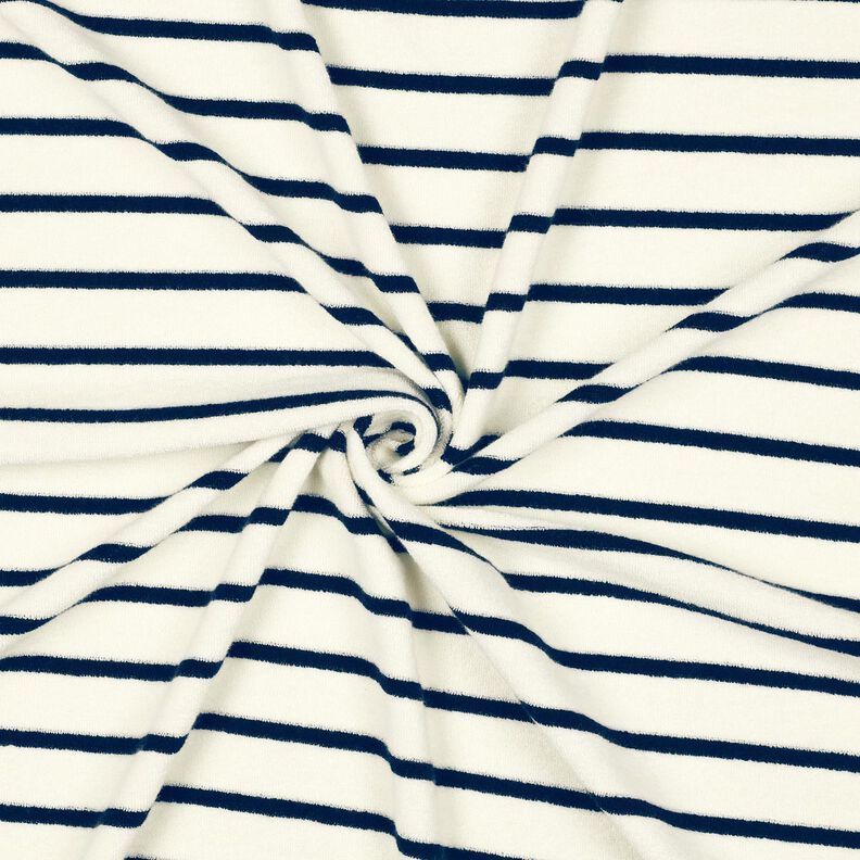 Jersey éponge rayures – ivoire/bleu nuit,  image number 3