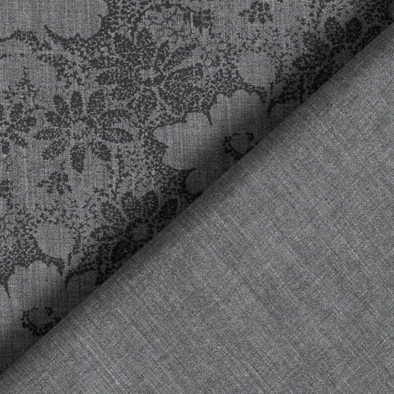 Tissu pour chemise à fleurs – gris/noir,  image number 4