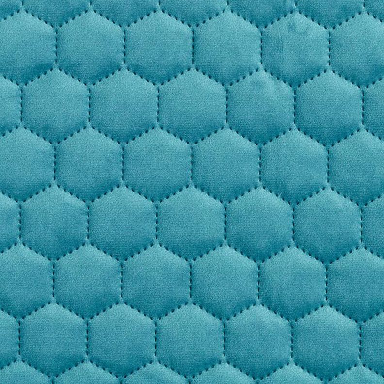 Tissu de revêtement velours matelassé nid d'abeille – pétrole,  image number 1